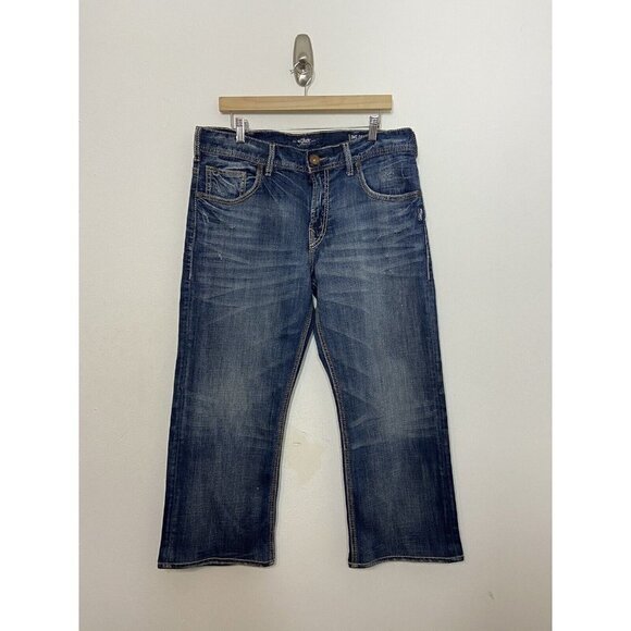 Silver Gordie 34x26 Men Relaxed Straight Denim Jeans Hemmed - Picture 2 of 10